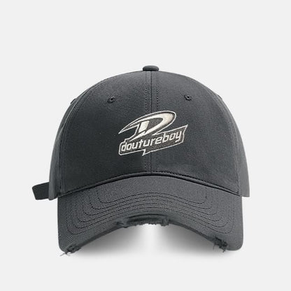 Distressed Lettering Embroidered Cap Baseball