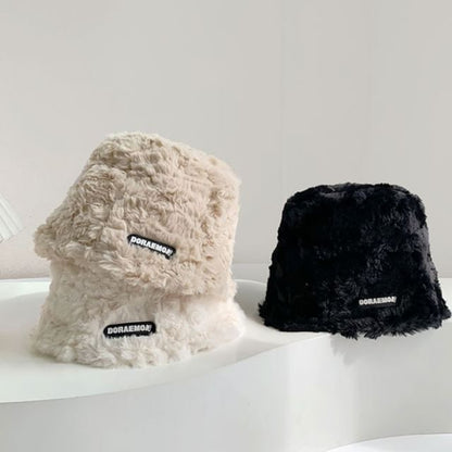 Lettering Fleece Bucket Hat