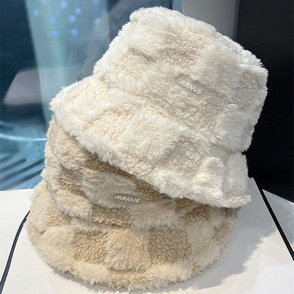 Plaid Lettering Bucket Hat