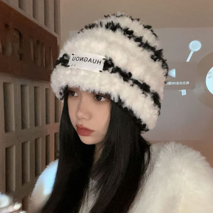 Striped Lettering Beanie