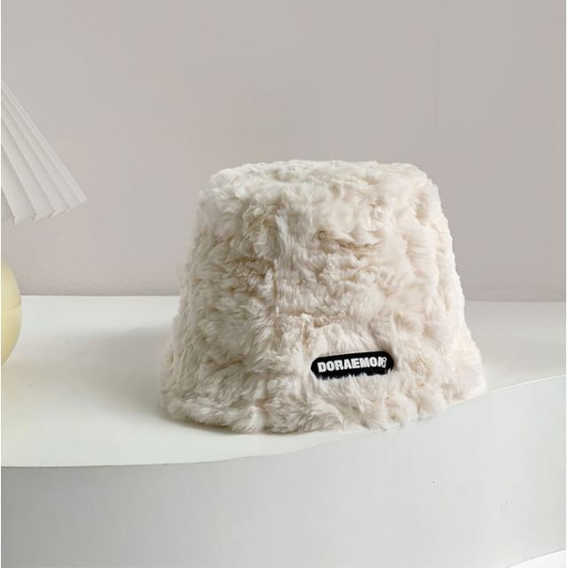 Lettering Fleece Bucket Hat