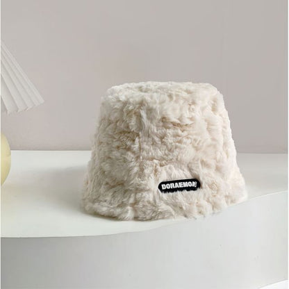 Lettering Fleece Bucket Hat