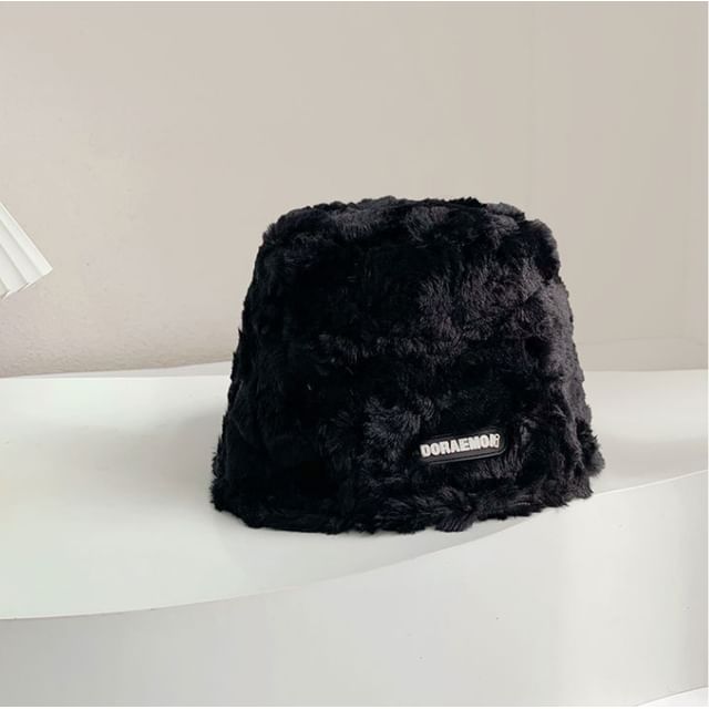 Lettering Fleece Bucket Hat