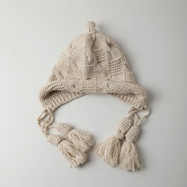 Knit Bonnet Tasseled Hat