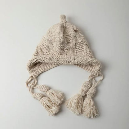 Knit Bonnet Tasseled Hat