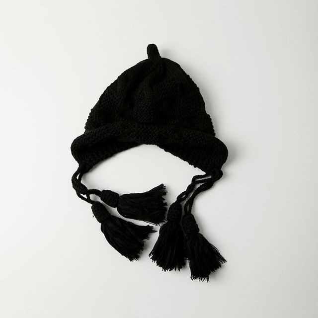 Knit Bonnet Tasseled Hat