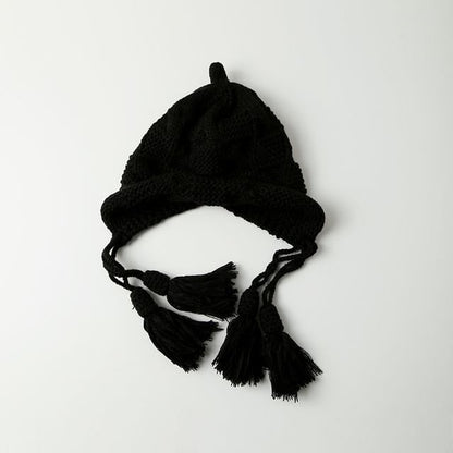 Knit Bonnet Tasseled Hat