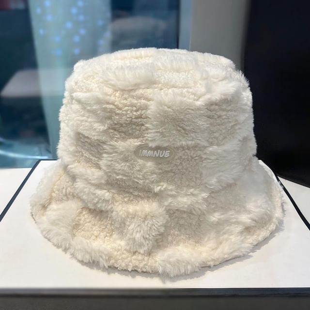 Plaid Lettering Bucket Hat