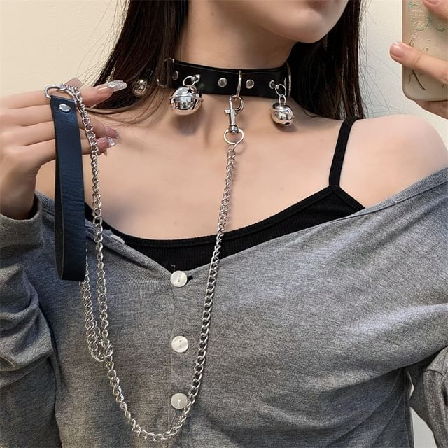 Bell Faux Leather Choker / Leash