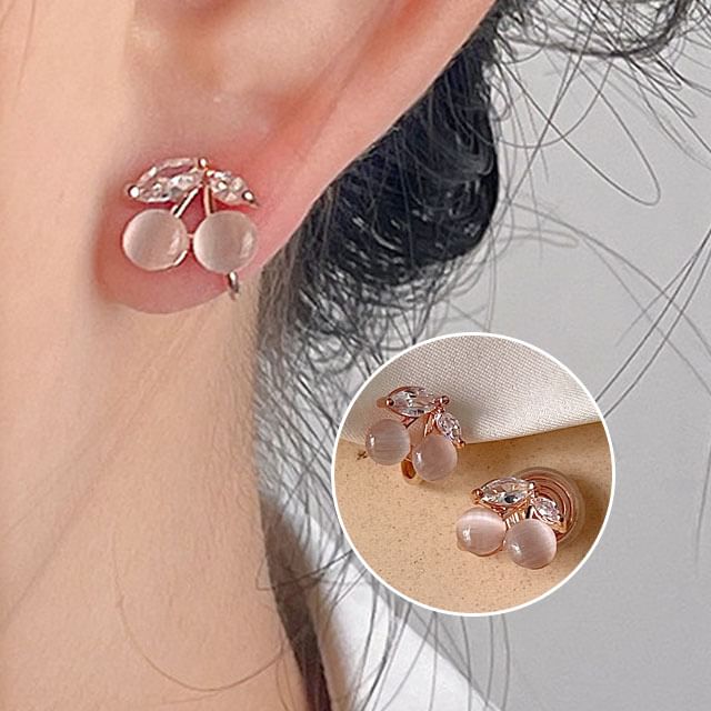 Alloy Rhinestone Cherry Faux Stone Eye Cat Ear Cuff