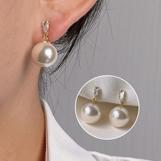 Pearl Earring Alloy Faux Rhinestone Drop
