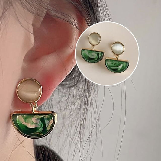 Earring Geometric Gemstone Drop Alloy Faux