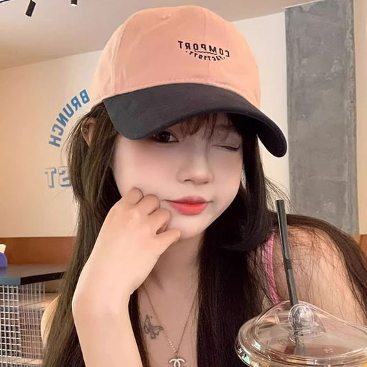 Embroidered Two Tone Lettering Baseball Cap