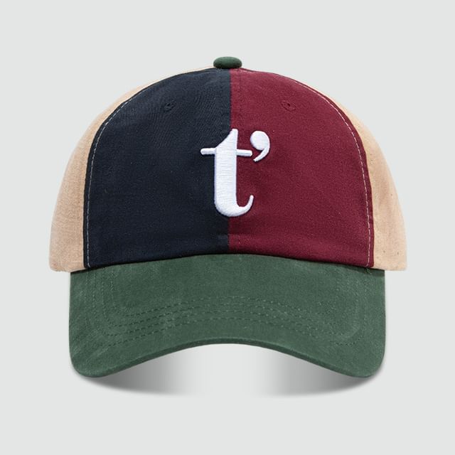 Lettering Color Cap Embroidered Baseball Block