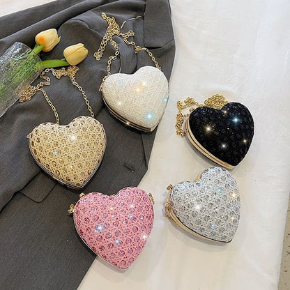 Rhinestone Heart Crossbody Bag