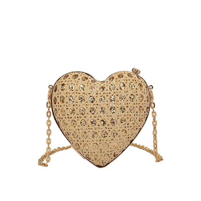 Rhinestone Heart Crossbody Bag