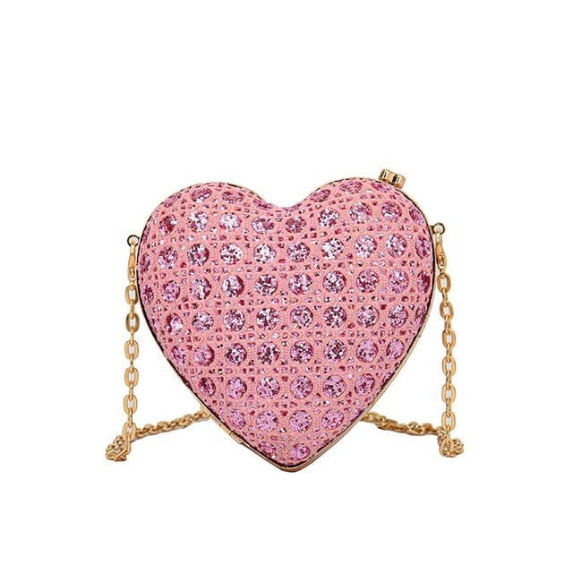 Rhinestone Heart Crossbody Bag