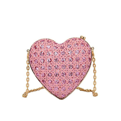 Rhinestone Heart Crossbody Bag