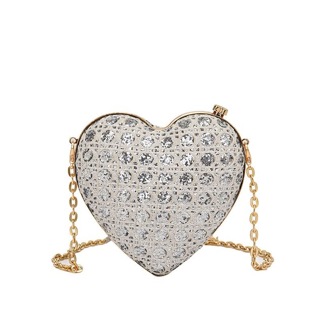 Rhinestone Heart Crossbody Bag