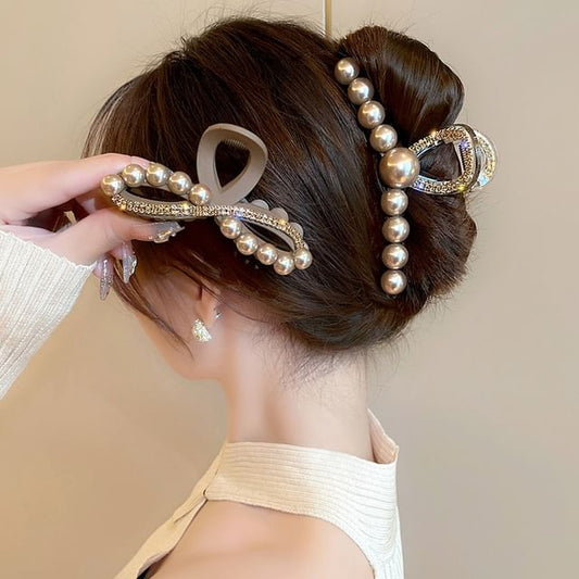 Faux Pearl Rhinestone Resin Hair Clamp (Various Designs)