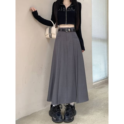 High Waist Plain Midi A