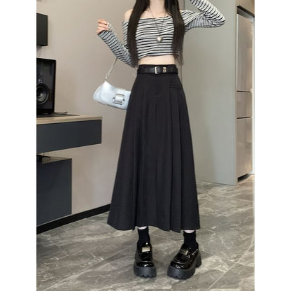 High Waist Plain Midi A