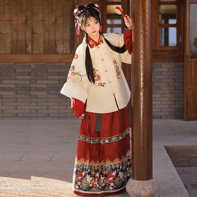 Flower Embroidered Hanfu Costume Set