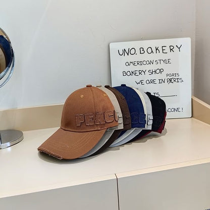 Lettering Applique Baseball Cap Distressed