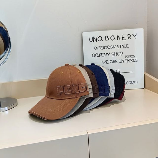 Lettering Applique Baseball Cap Distressed