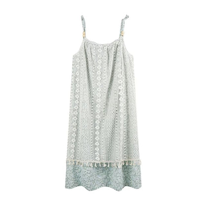 Thin Strap Lace Midi A-Line Dress