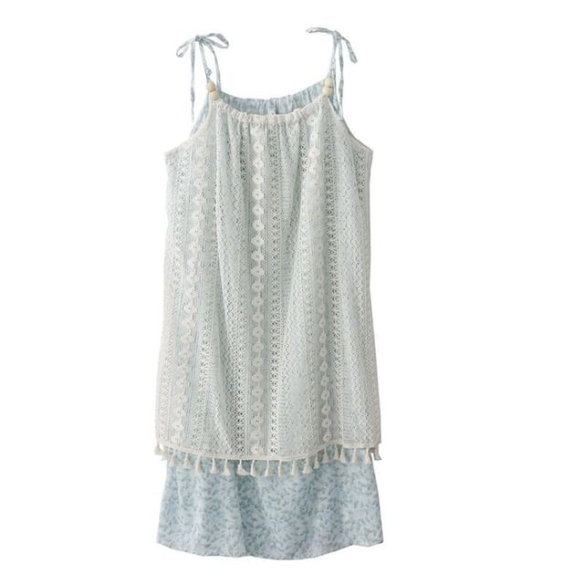 Thin Strap Lace Midi A-Line Dress