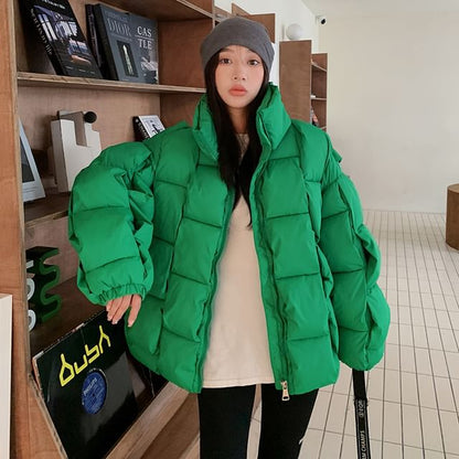 High Neck Zip-Up Puffer Jacket