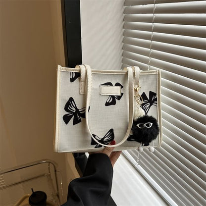 Bow Print Tote Bag / Bag Charm / Set