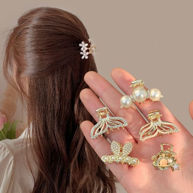 Rhinestone / Faux Pearl Alloy Hair Clamp / Set