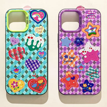 Heart / Star Argyle Phone Case