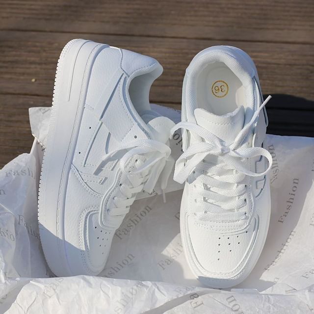 Faux Leather Platform Sneakers