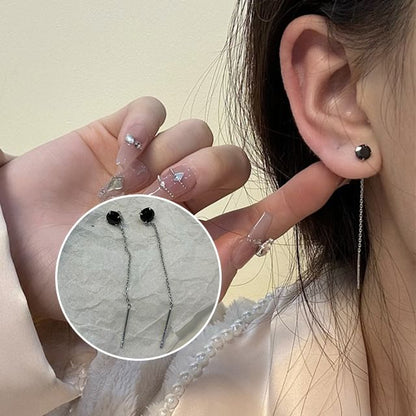 Rhinestone Alloy Threader Earring