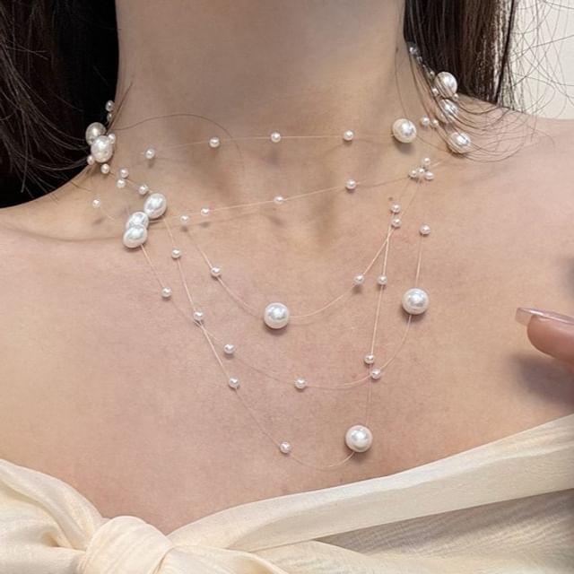 Layered Choker Faux Pearl