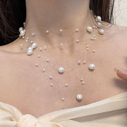 Layered Choker Faux Pearl