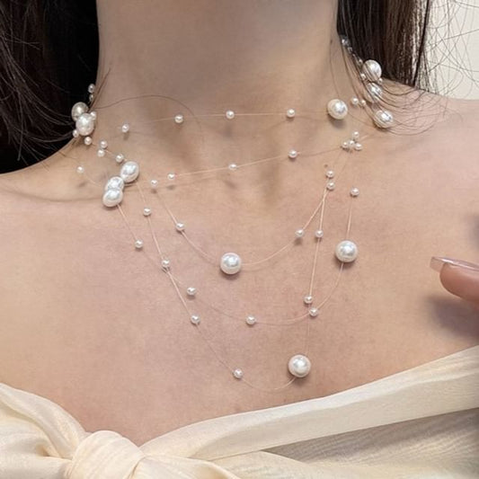 Layered Choker Faux Pearl