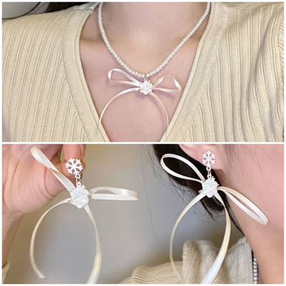 Snowflake Ribbon / Choker Earring Drop