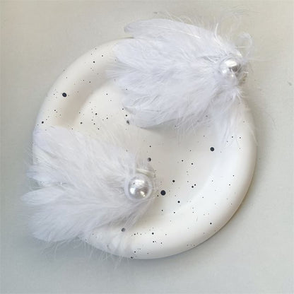 Set of 2: Feather Faux Pearl Hair Clip