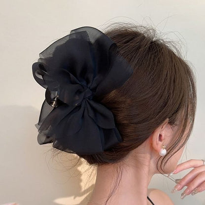 Mesh Bow Accent Hair Claw