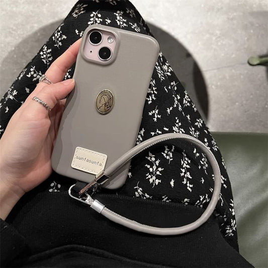 Metal Plate Faux Leather Phone Case