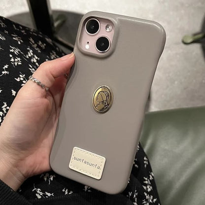 Metal Plate Faux Leather Phone Case