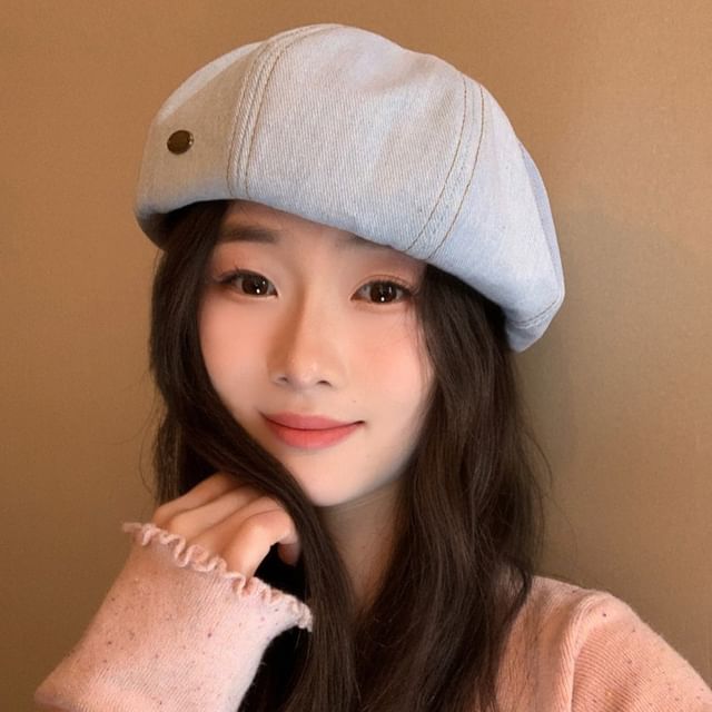 Denim Beret Hat