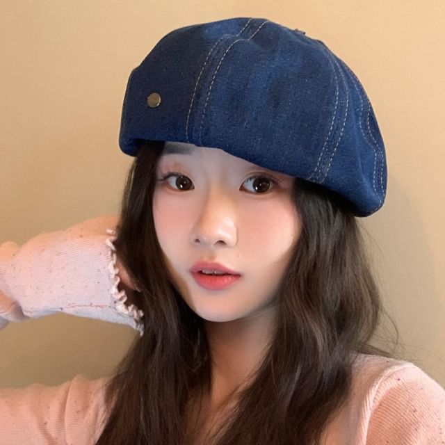 Denim Beret Hat