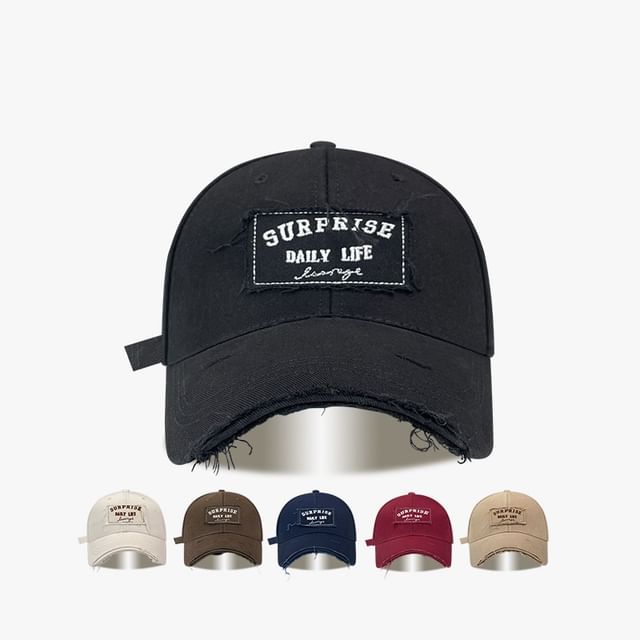 Cap Baseball Lettering Distressed Applique