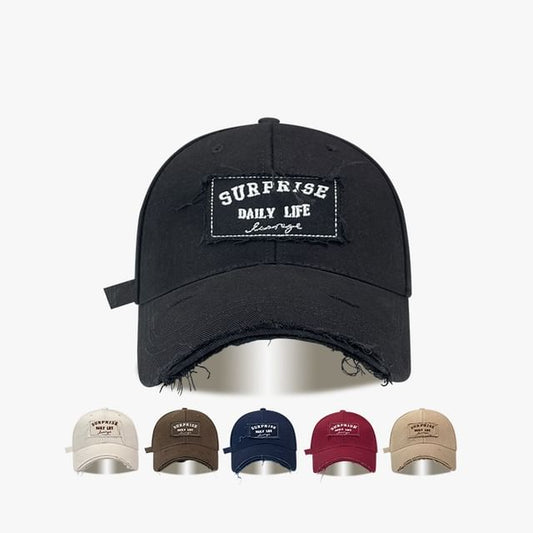 Cap Baseball Lettering Distressed Applique