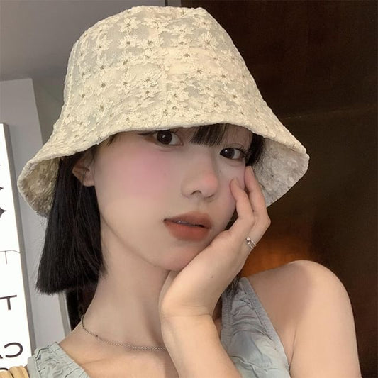 Floral Embroidered Bucket Hat